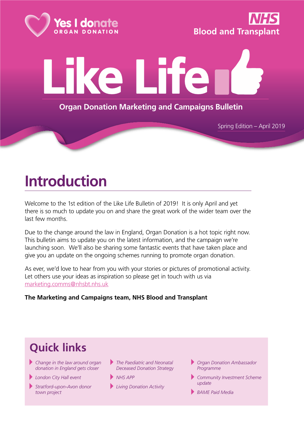 Organ Donation Marketing and Campaigns Bulletin