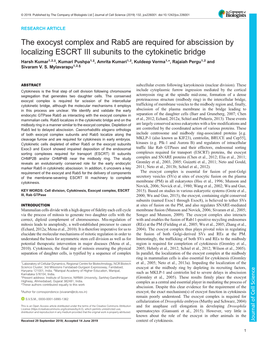 The Exocyst Complex and Rab5 Are Required for Abscission by Localizing