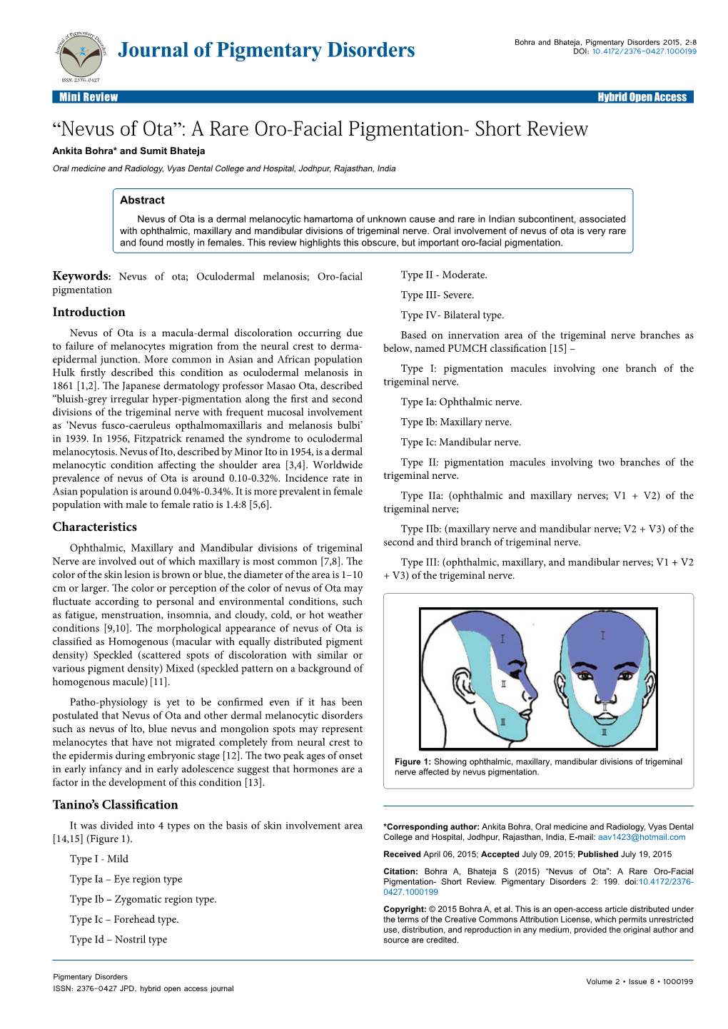 Nevus of Ota”: a Rare Oro-Facial Pigmentation- Short Review