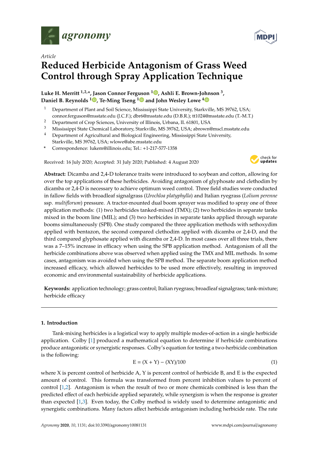 Reduced Herbicide Antagonism of Grass Weed Control Through Spray Application Technique