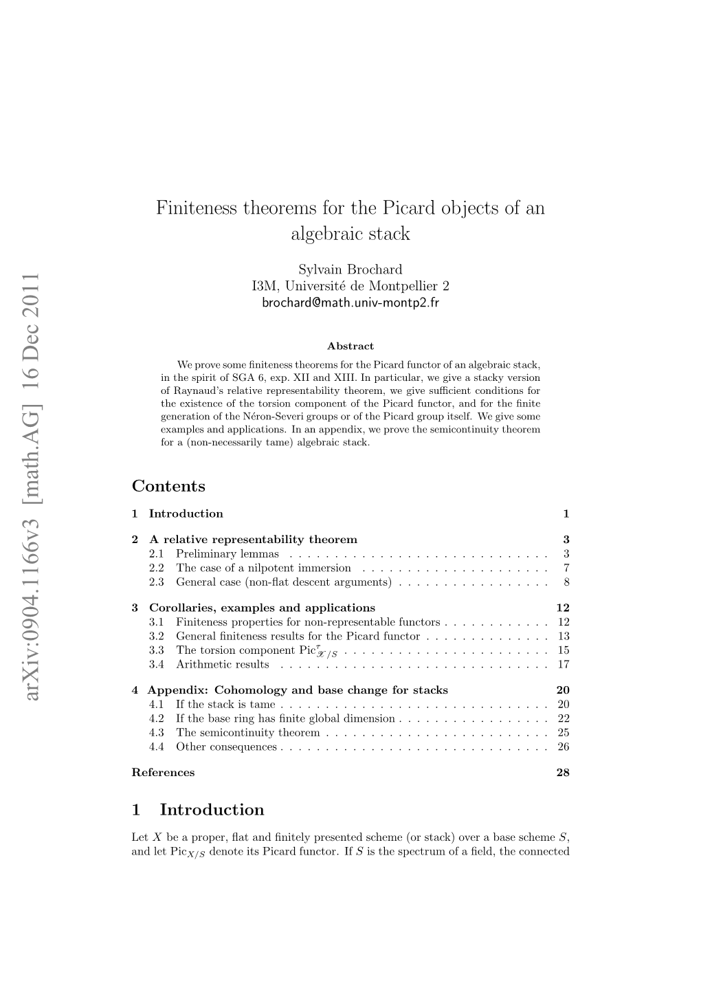 Finiteness Theorems for the Picard Objects of an Algebraic Stack