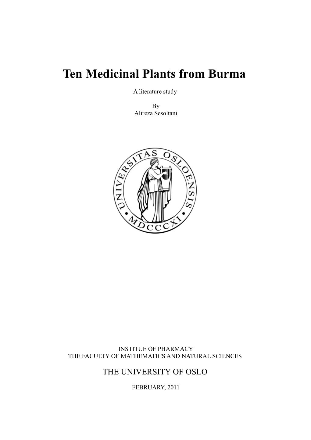 Ten Medicinal Plants from Burma