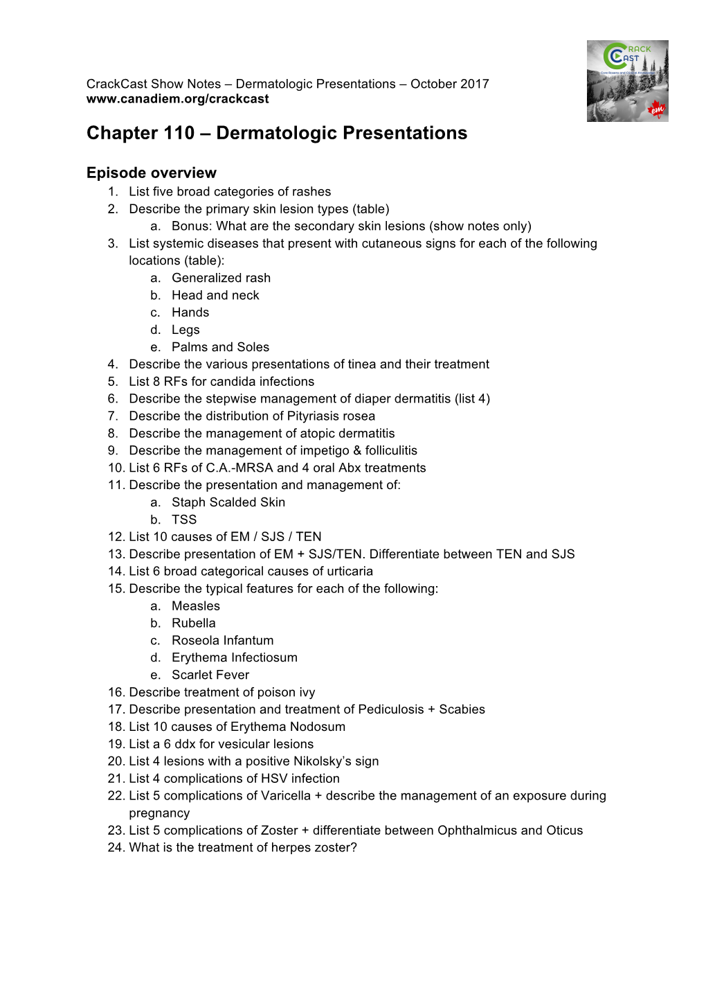 CC. Ep120 Dermatologic Presentations Ch