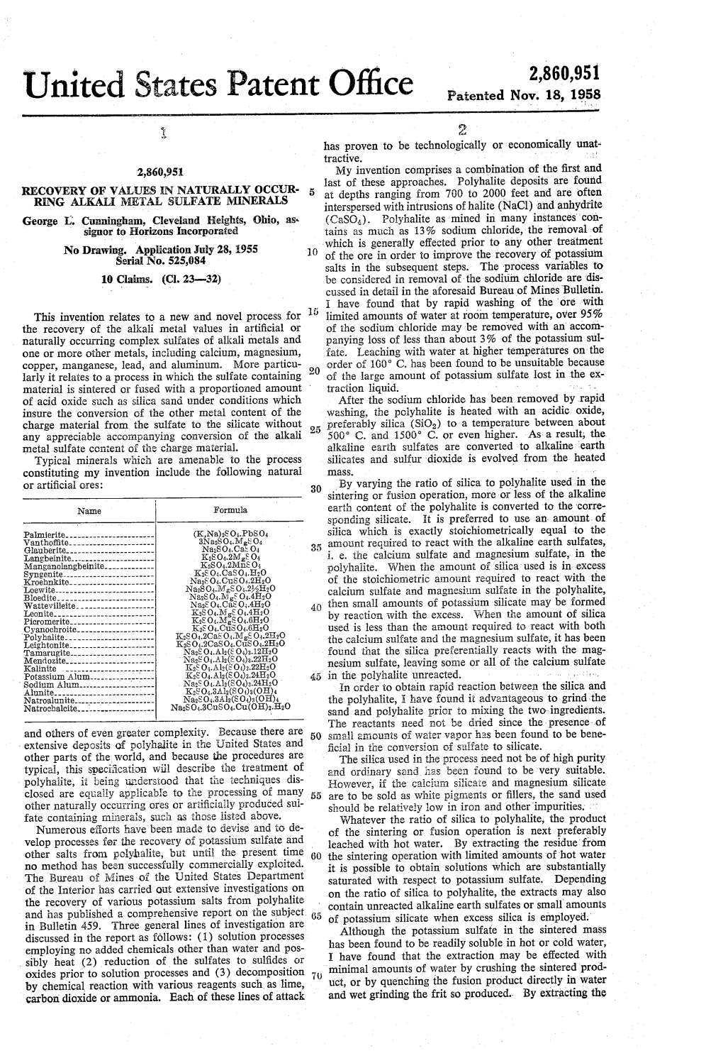 United States Patent Office Patented Nov