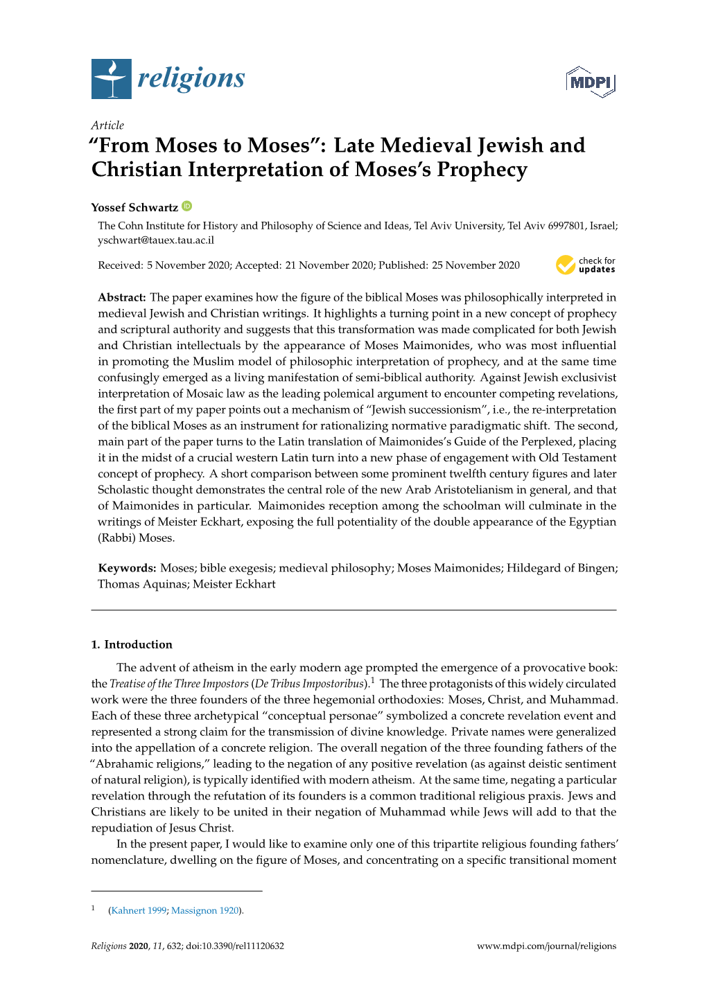 From Moses to Moses”: Late Medieval Jewish and Christian Interpretation of Moses’S Prophecy