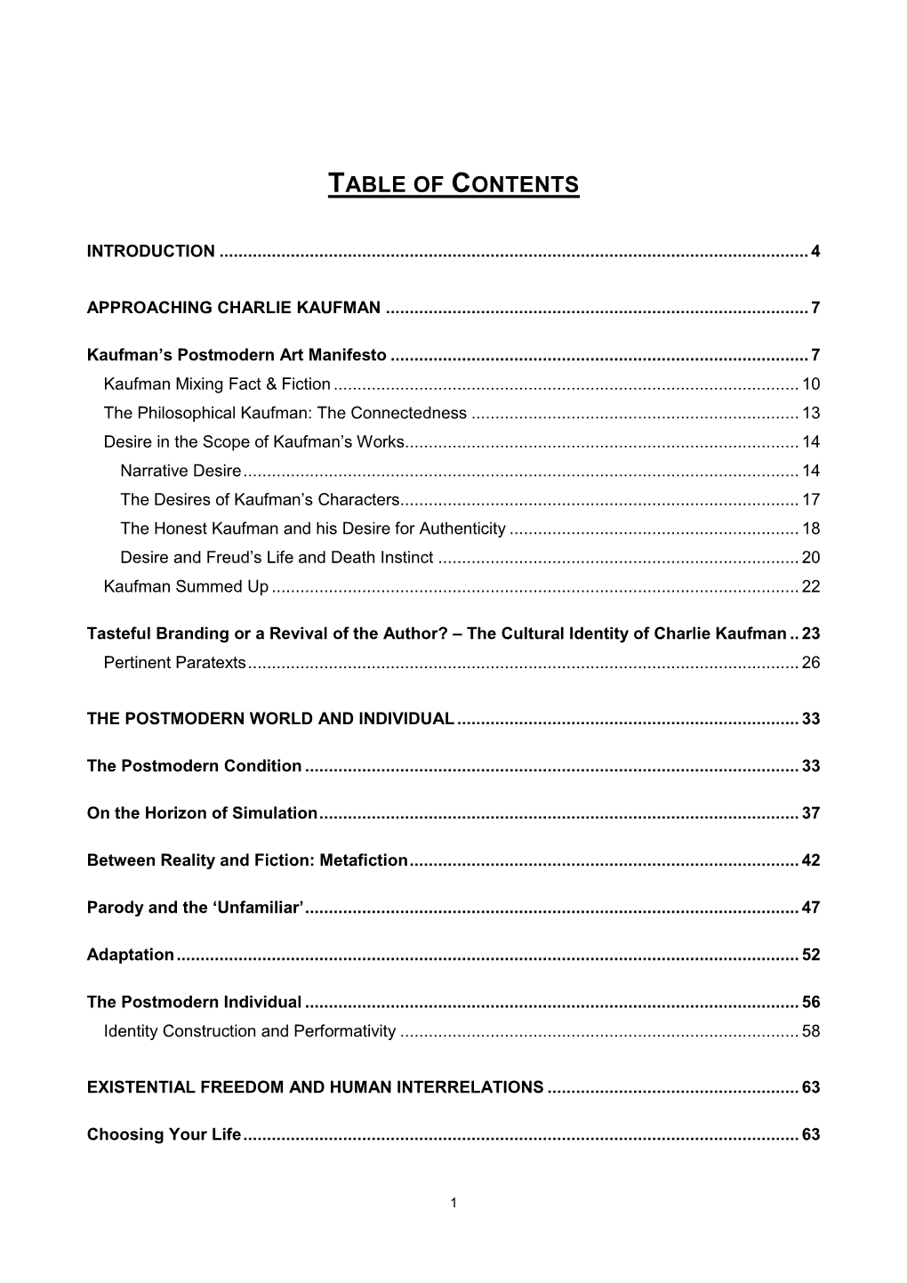 Table of Contents