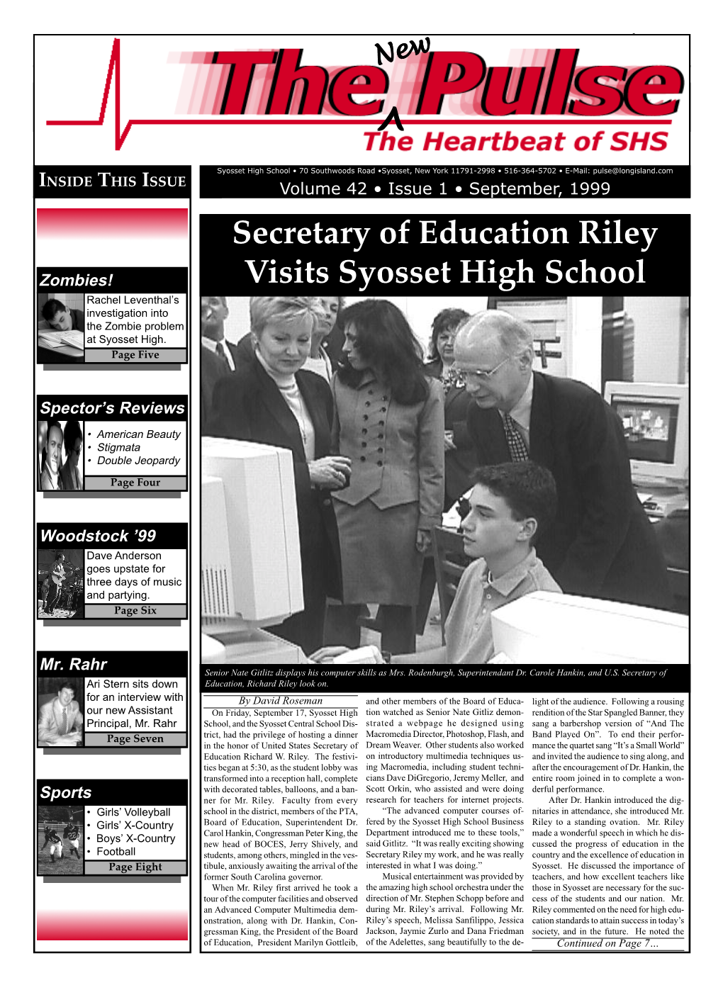 Secretary of Education Riley Visits Syosset High School