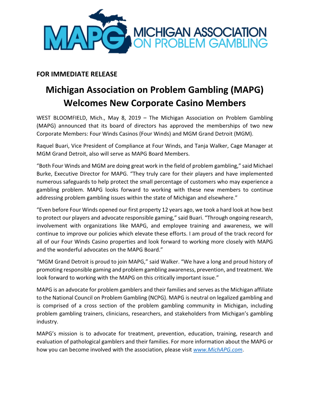 (MAPG) Welcomes New Corporate Casino Members