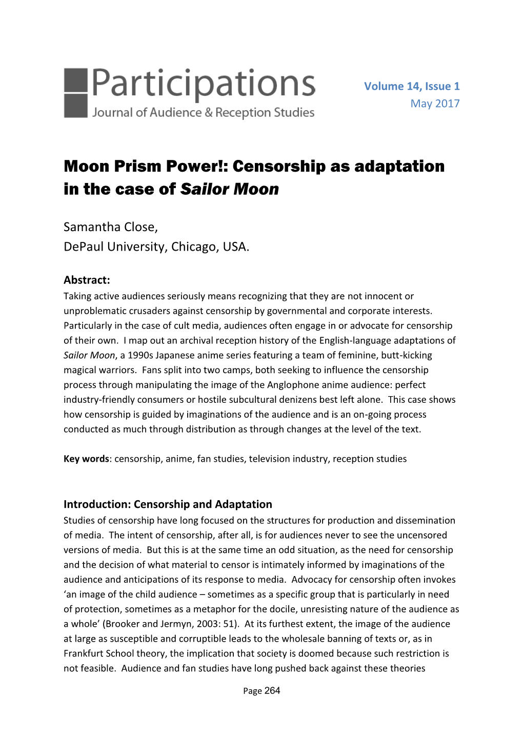 Moon Prism Power!: Censorship As Adaptation in the Case of Sailor Moon