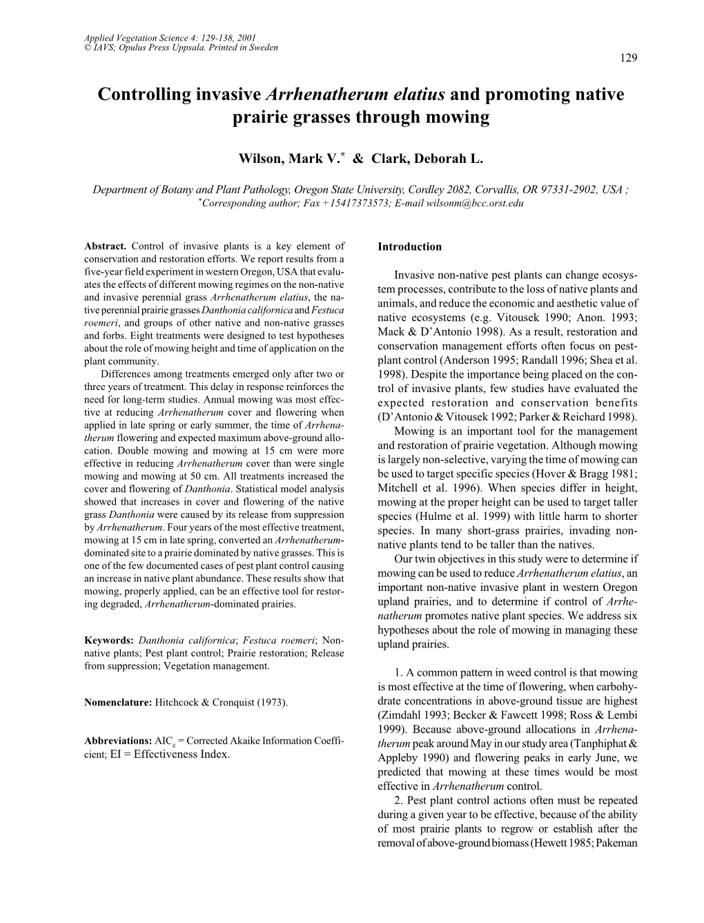 Controlling Invasive Arrhenatherum Elatius and Promoting Native Prairie Grasses - 129