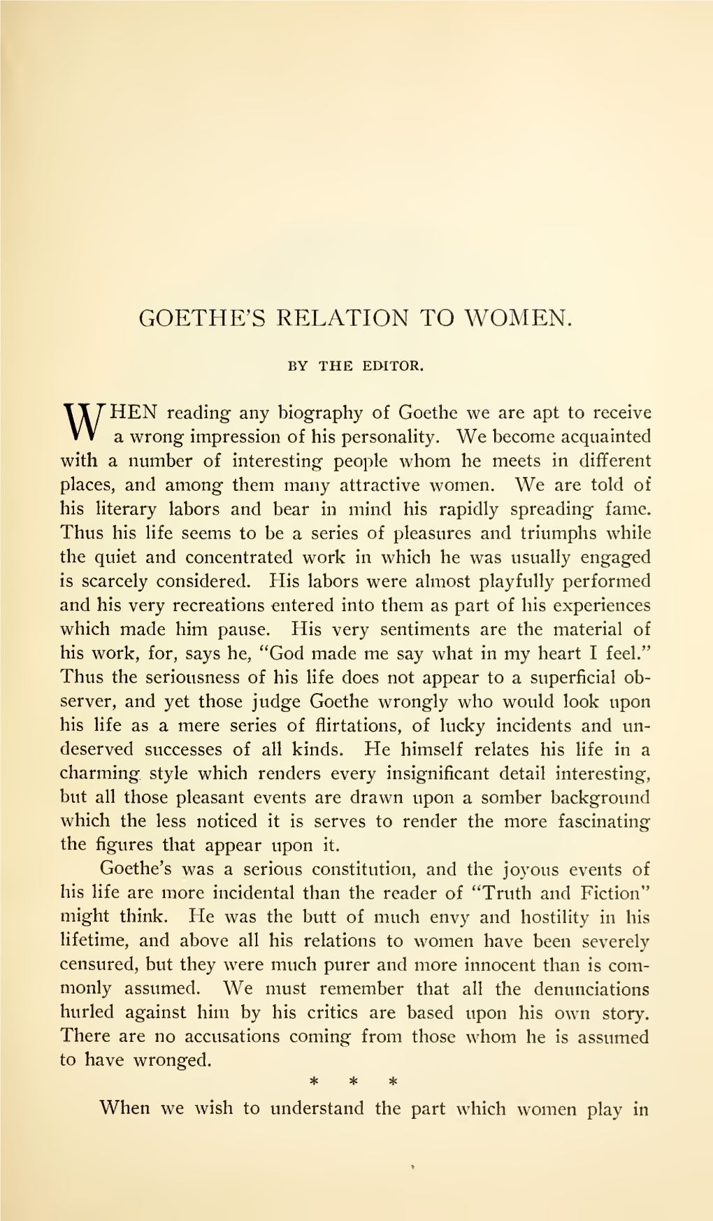 Goethe's Relation to Women (Illustrated)