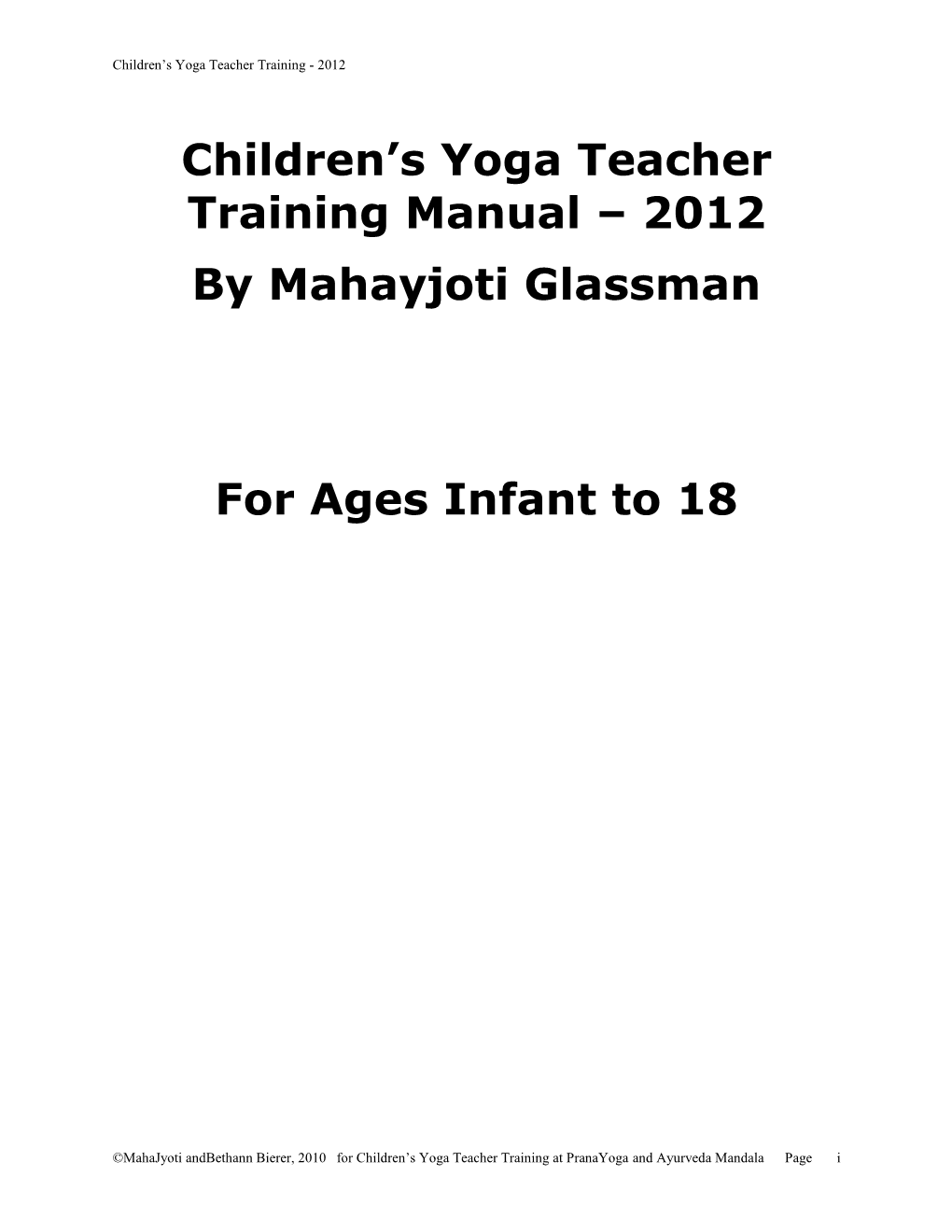 Children's Yoga Teacher Training Manual