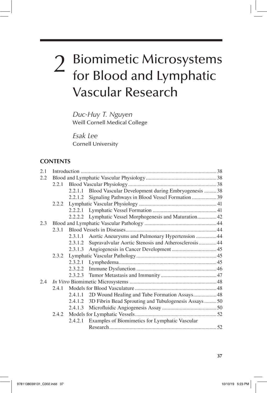 2 Biomimetic Microsystems for Blood and Lymphatic Vascular Research