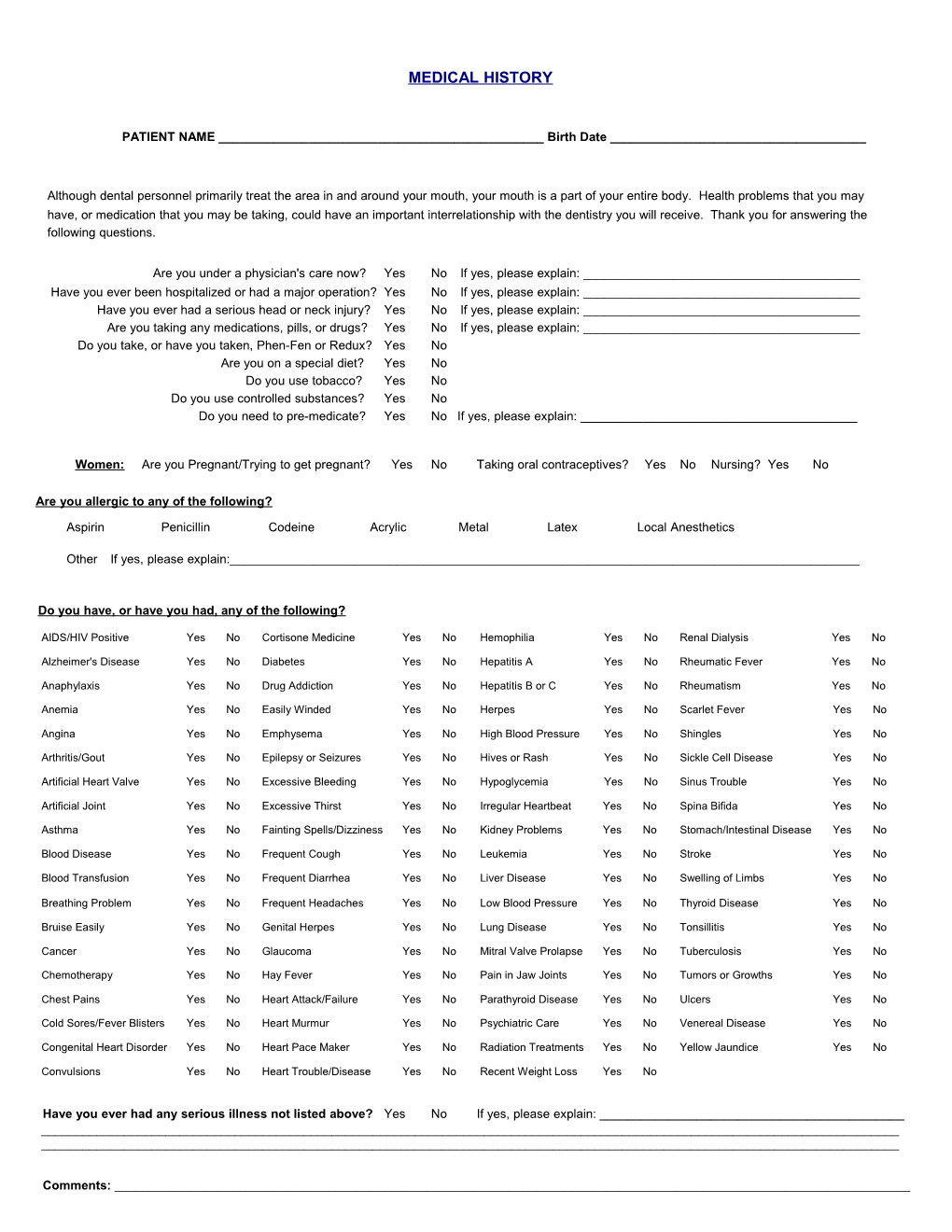 Medical History s1