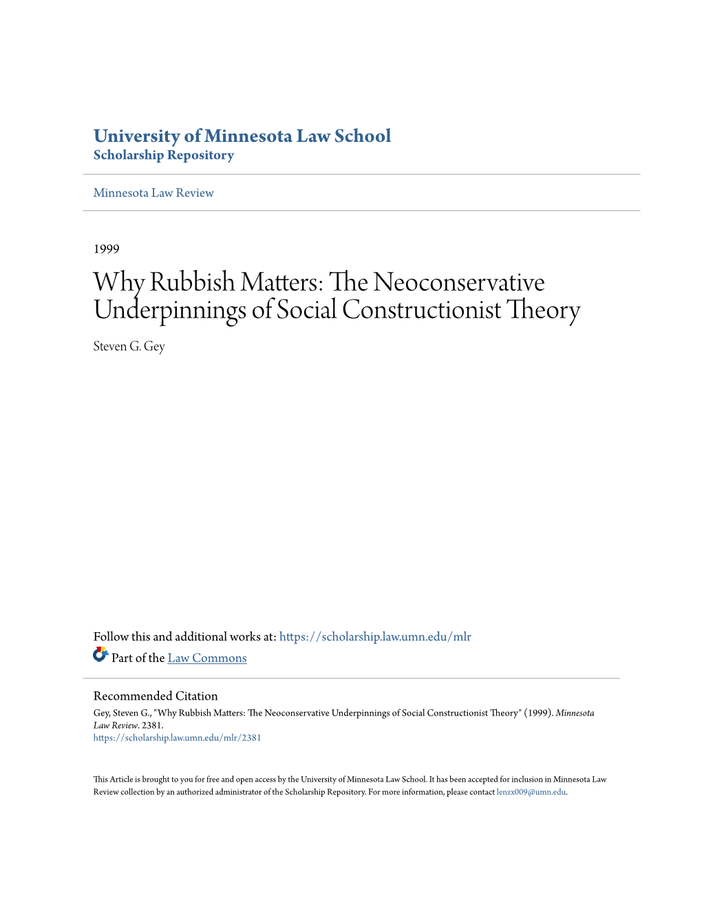 The Neoconservative Underpinnings of Social Constructionist Theory