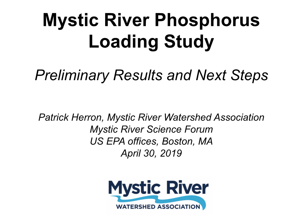 Mystic River Phosphorus Loading Study