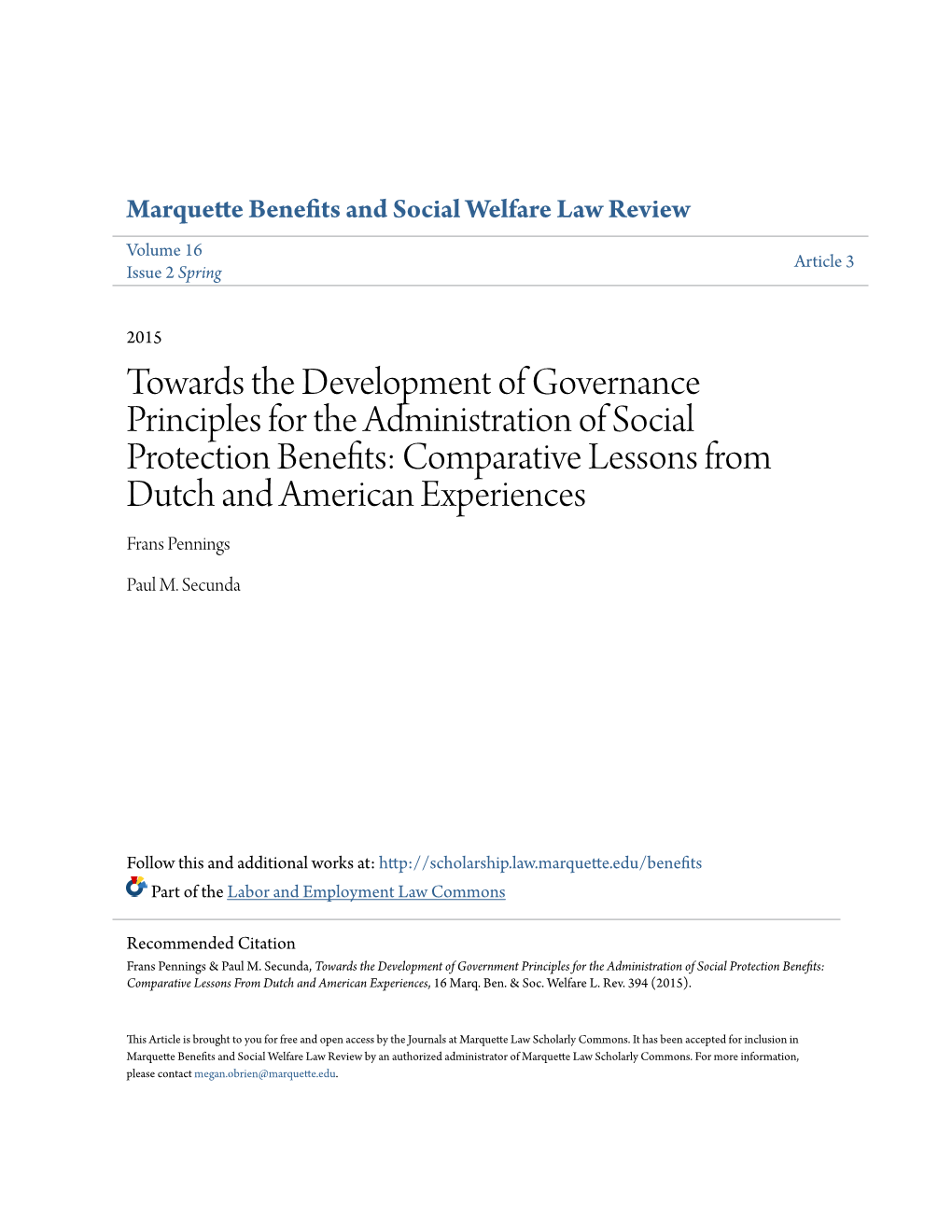 Towards the Development of Governance Principles For