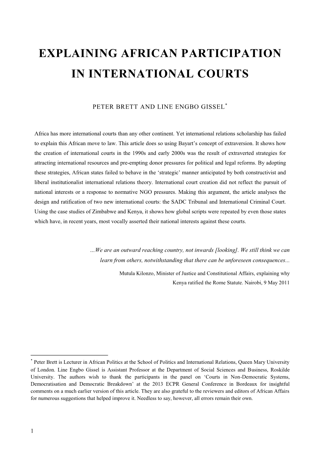 Explaining African Participation in International Courts