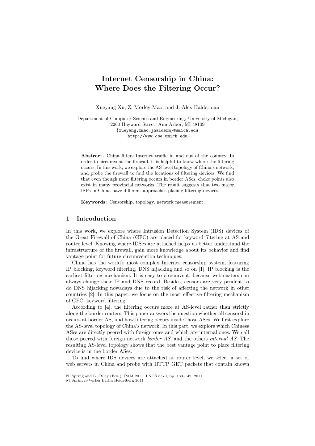 Internet Censorship in China: Where Does the Filtering Occur?