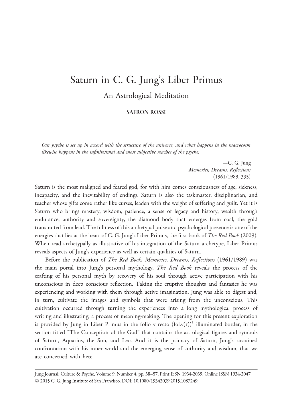 Saturn in C. G. Jung's Liber Primus