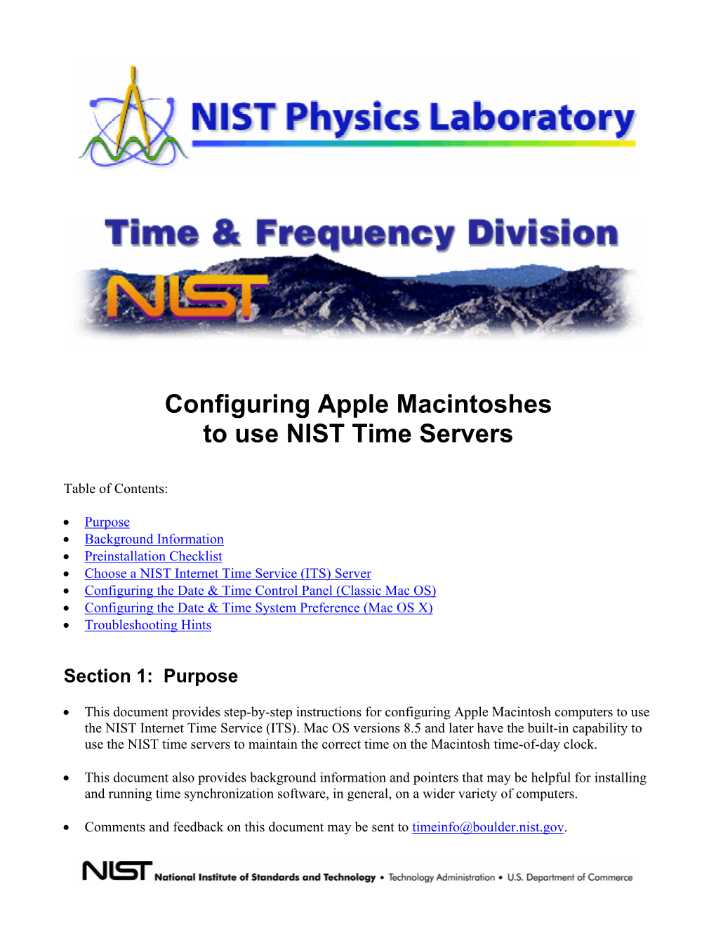 Configuring Apple Macintoshes to Use NIST Time Servers