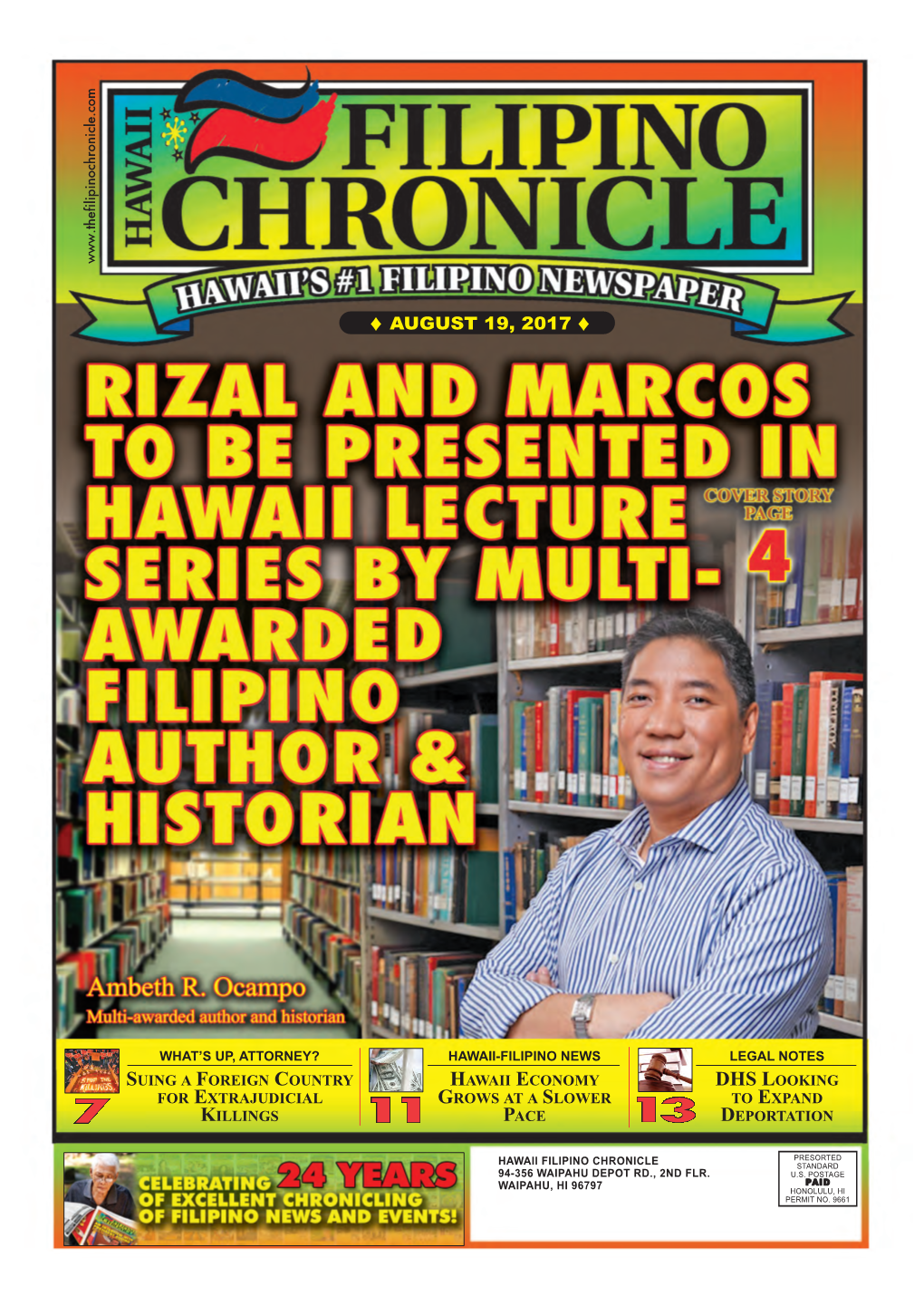 August 19, 2017 Hawaii Filipino Chronicle  1