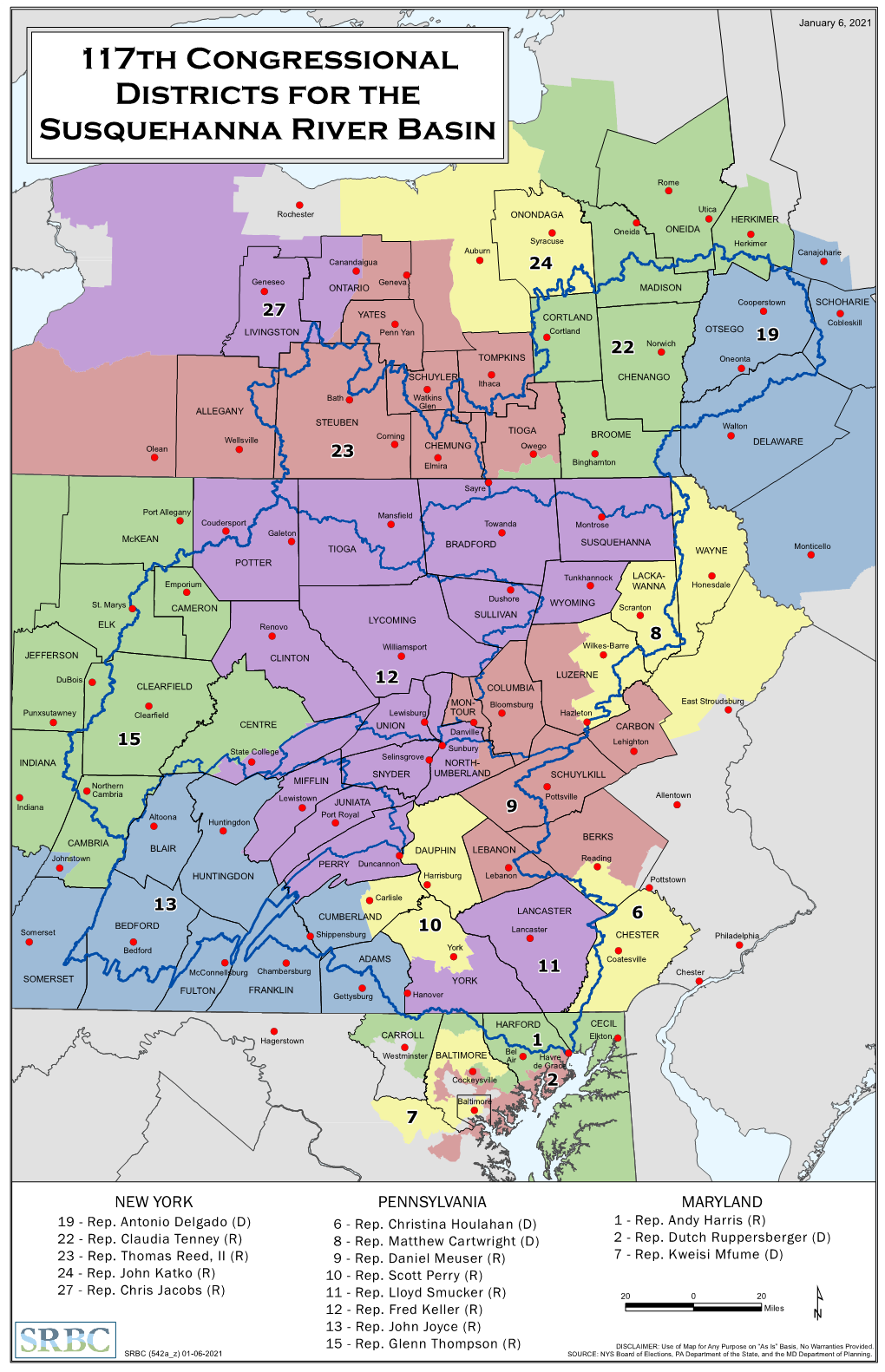 117Th Congressional Districts for the Susquehanna River Basin