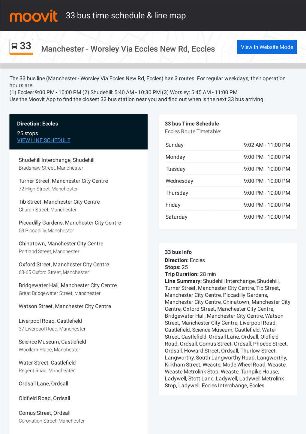 33 Bus Time Schedule & Line Route