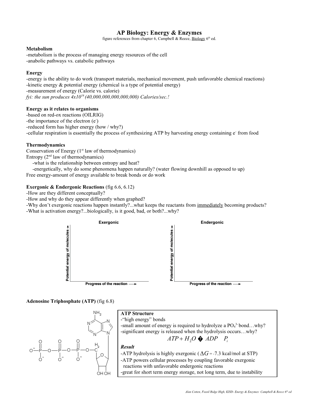 AP Biology: Energy & Enzymes