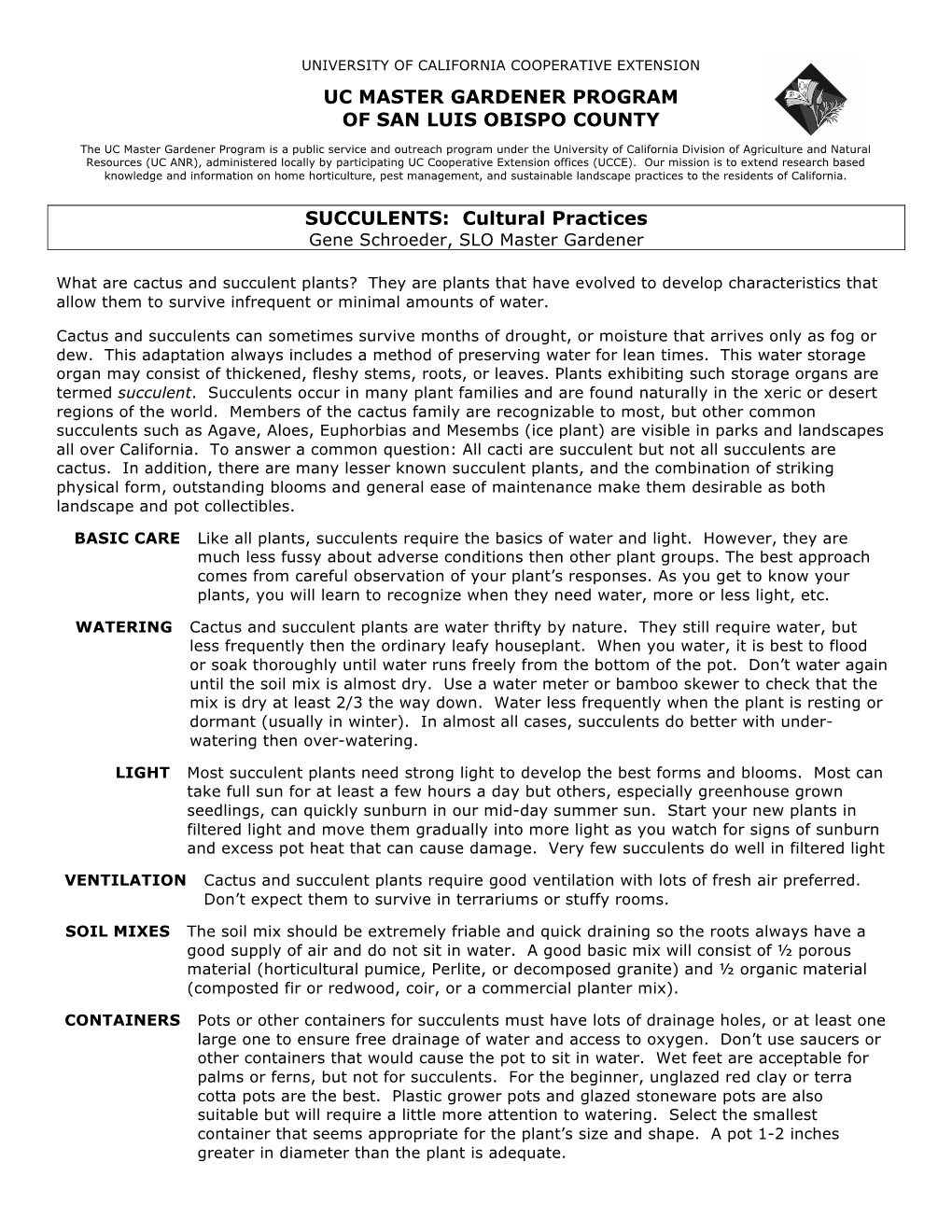 SUCCULENTS~Cultural Practices Pdf Format