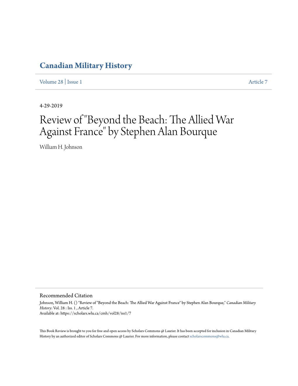 "Beyond the Beach: the Allied War Against France" by Stephen Alan Bourque William H