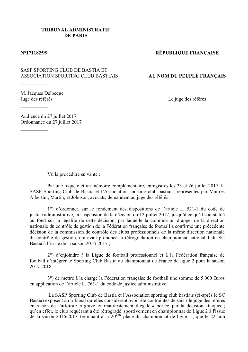 Tribunal Administratif De Paris N°1711825/9