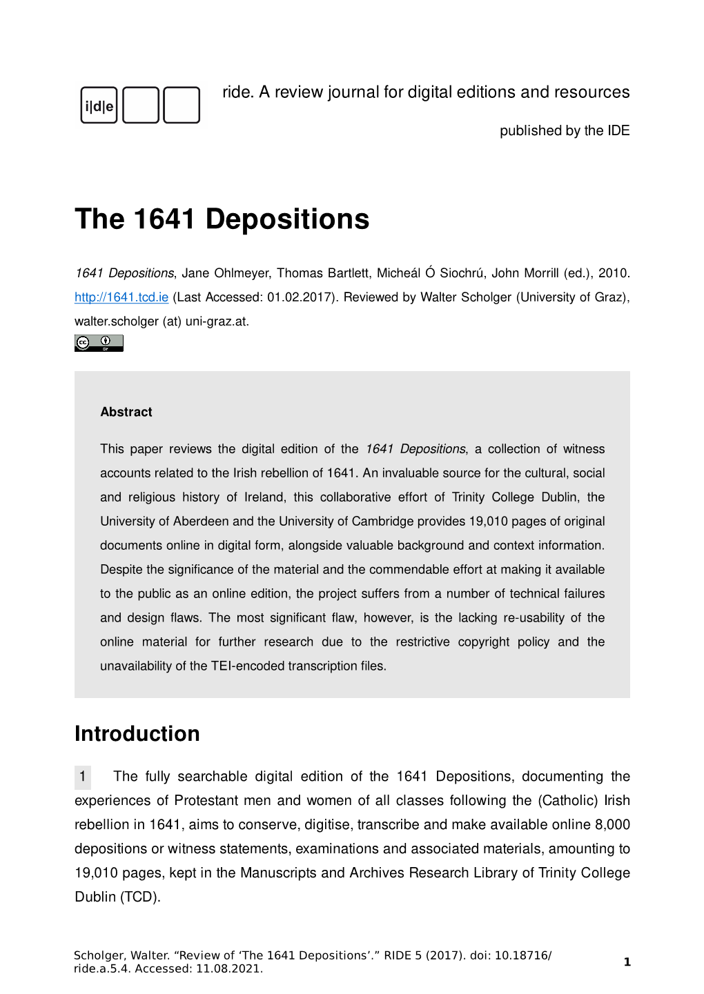 The 1641 Depositions
