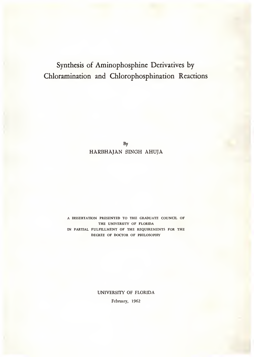 Synthesis of Aminophosphine Derivatives by Chloramination And