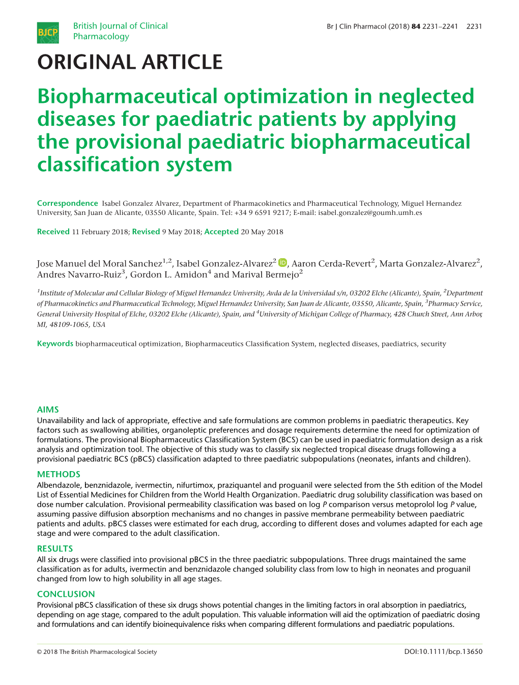 Biopharmaceutical Optimization in Neglected Diseases for Paediatric Patients by Applying the Provisional Paediatric Biopharmaceutical Classiﬁcation System