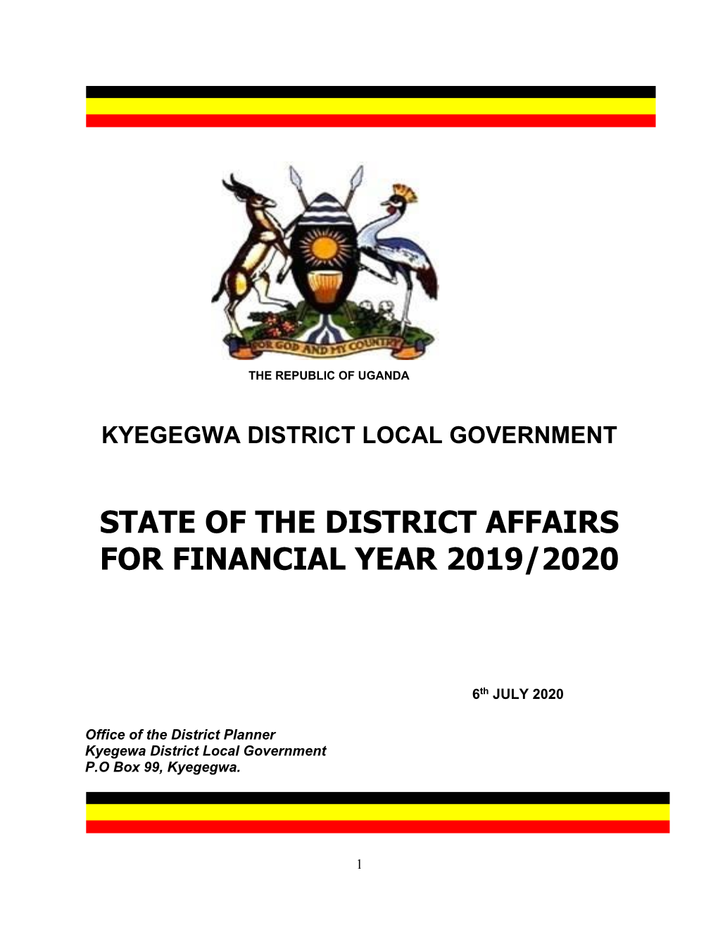 State of the District Affairs for Financial Year 2019/2020