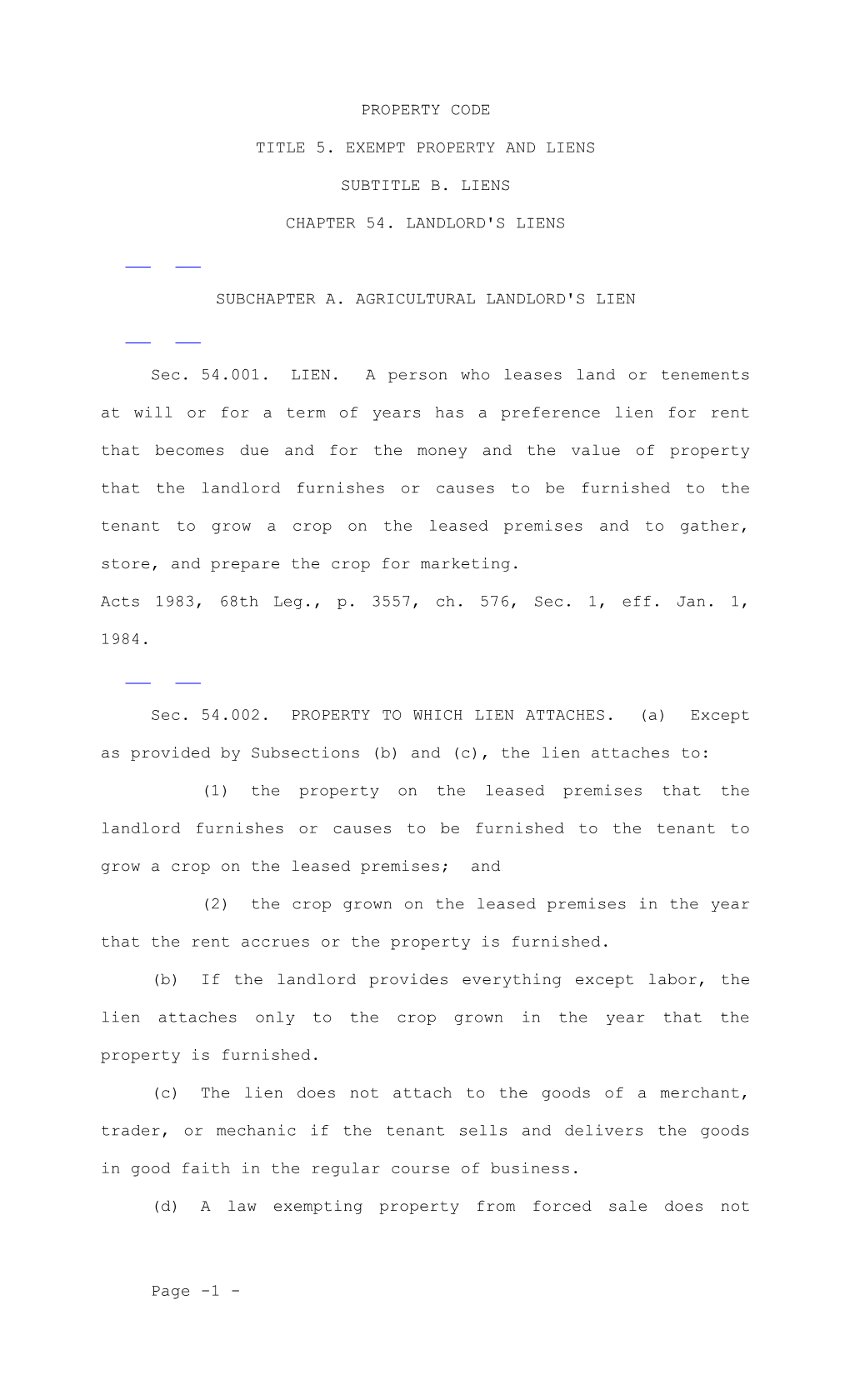 Title 5. Exempt Property and Liens