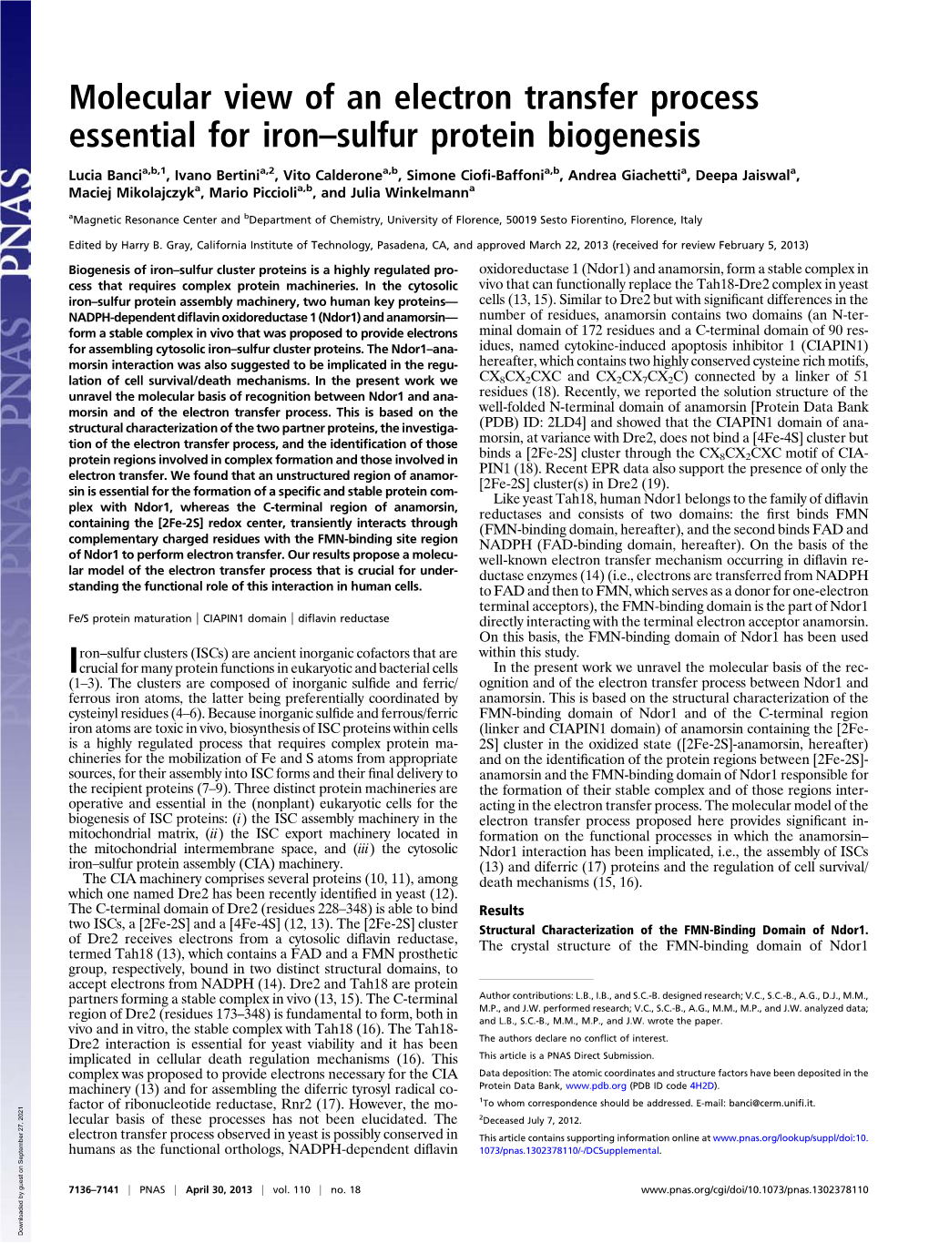 Molecular View of an Electron Transfer Process Essential for Iron–Sulfur Protein Biogenesis