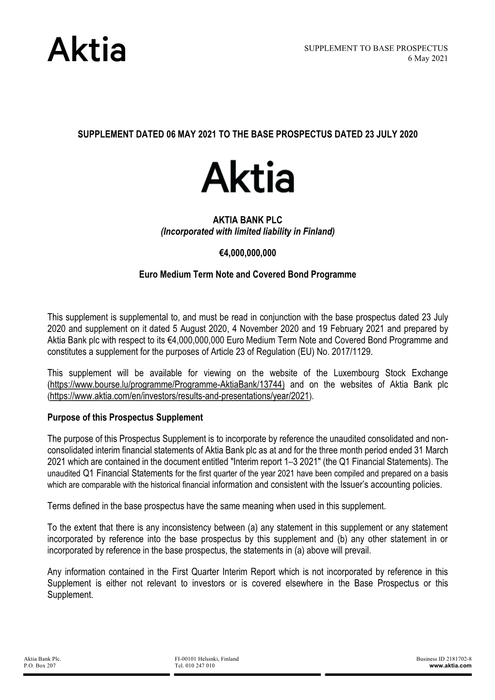 Aktia Letter