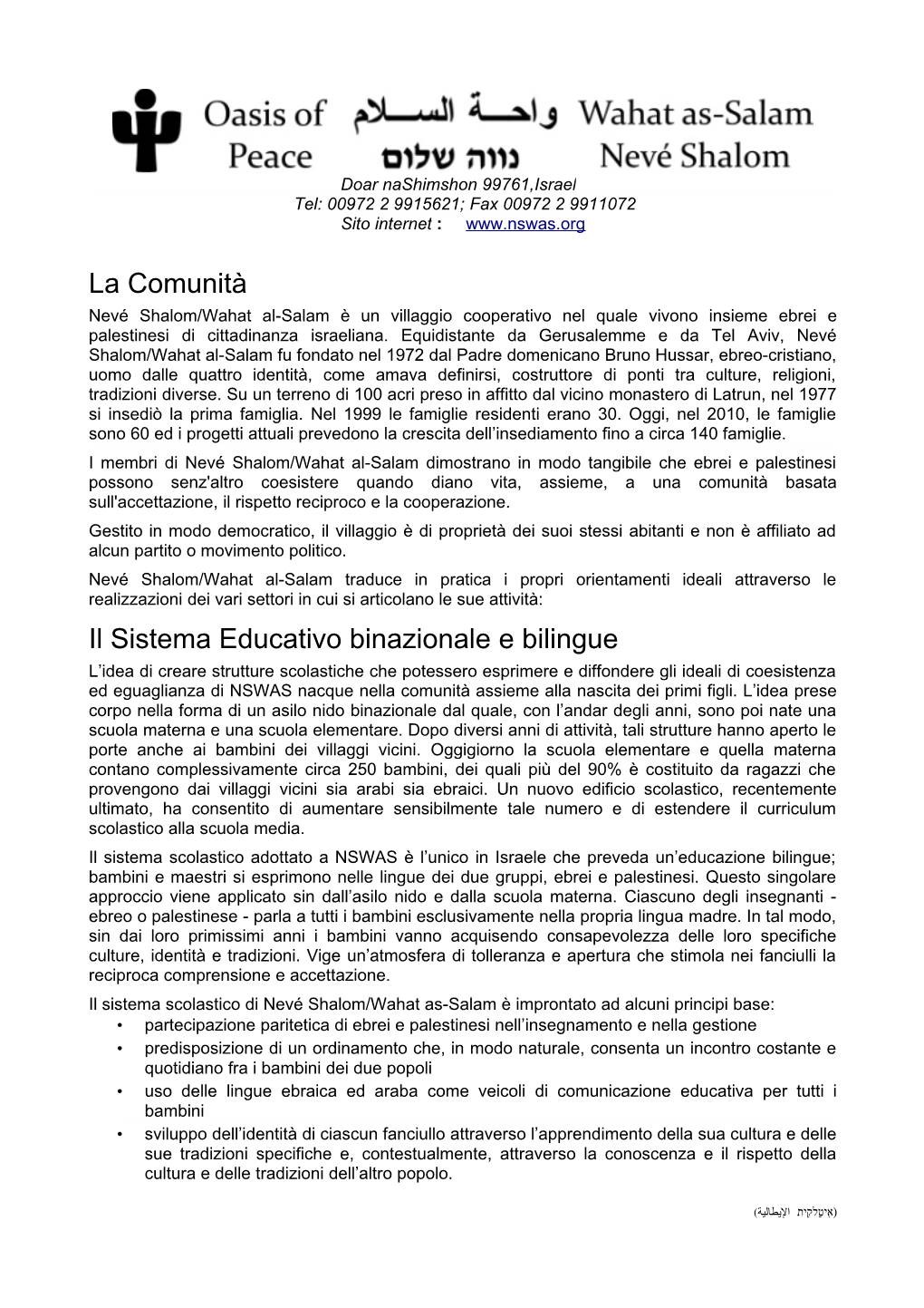 La Comunità Il Sistema Educativo Binazionale E Bilingue