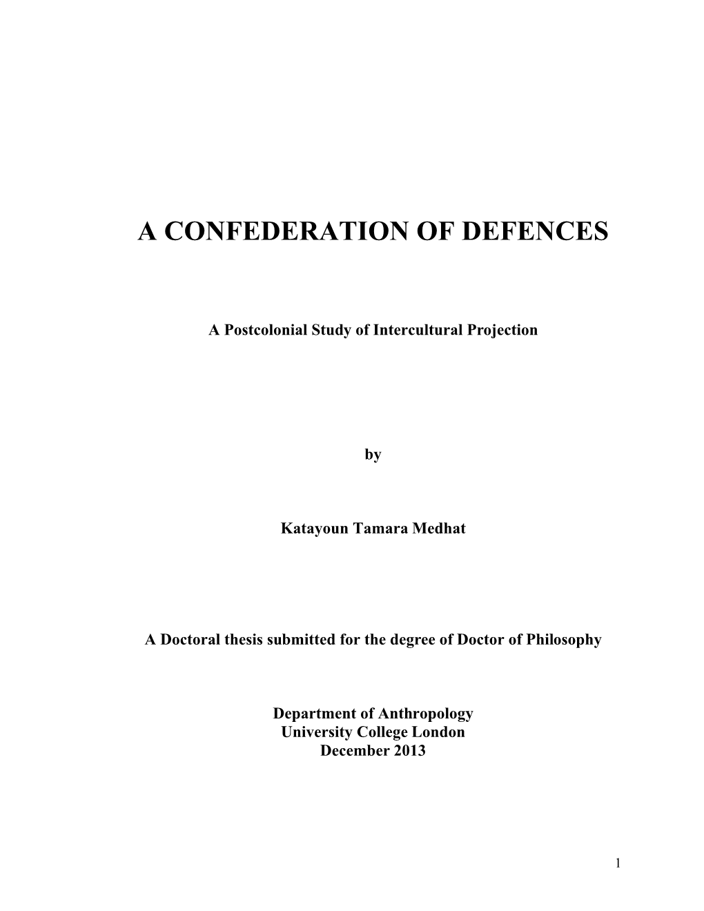 A Confederation of Defences