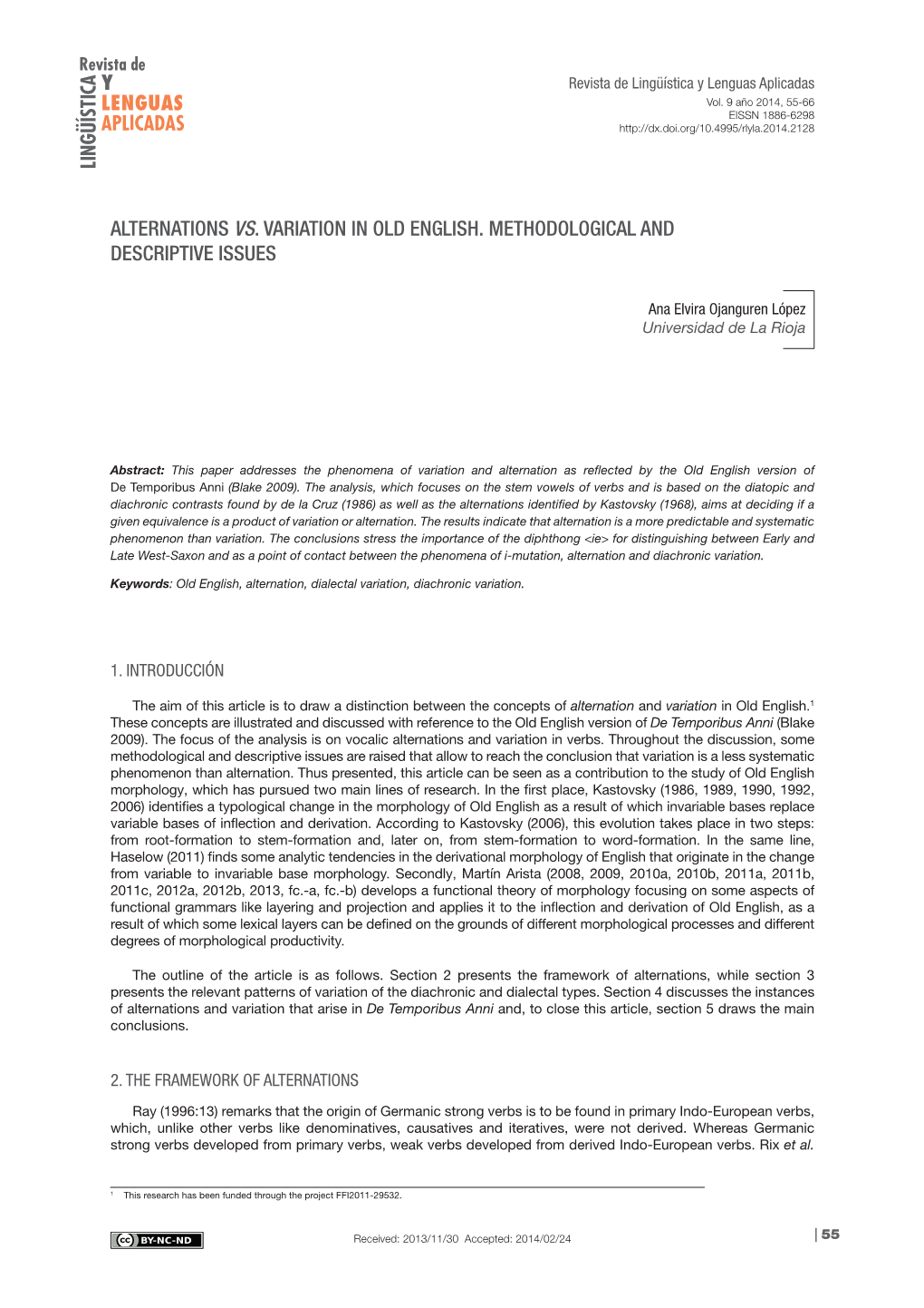 Alternations Vs. Variation in Old English. Methodological and Descriptive Issues