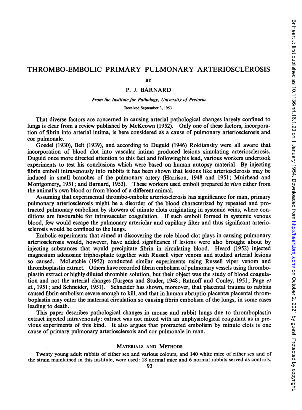 Thrombo-Embolic Primary Pulmonary Arteriosclerosis by P