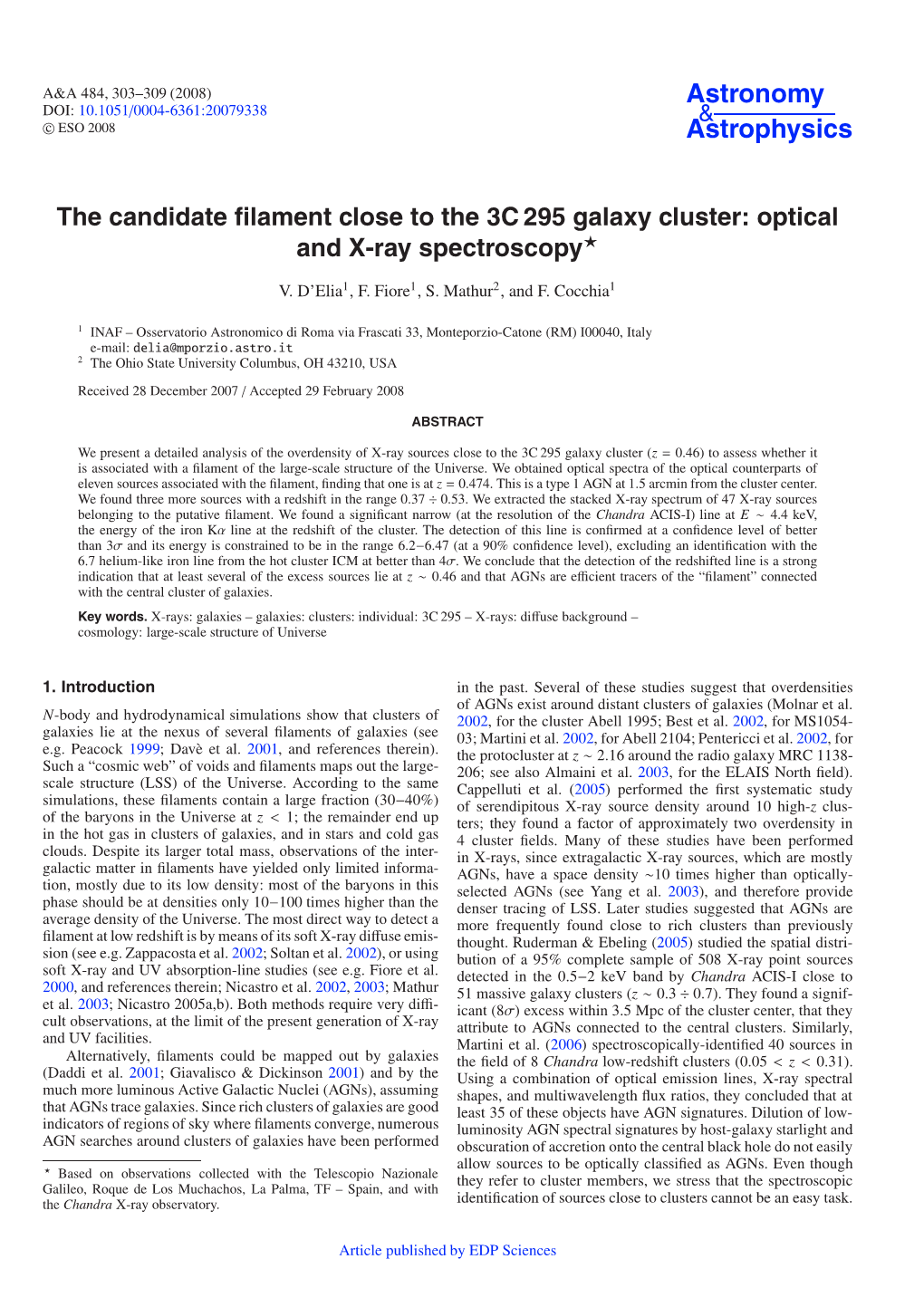 The Candidate Filament Close to the 3C 295 Galaxy Cluster