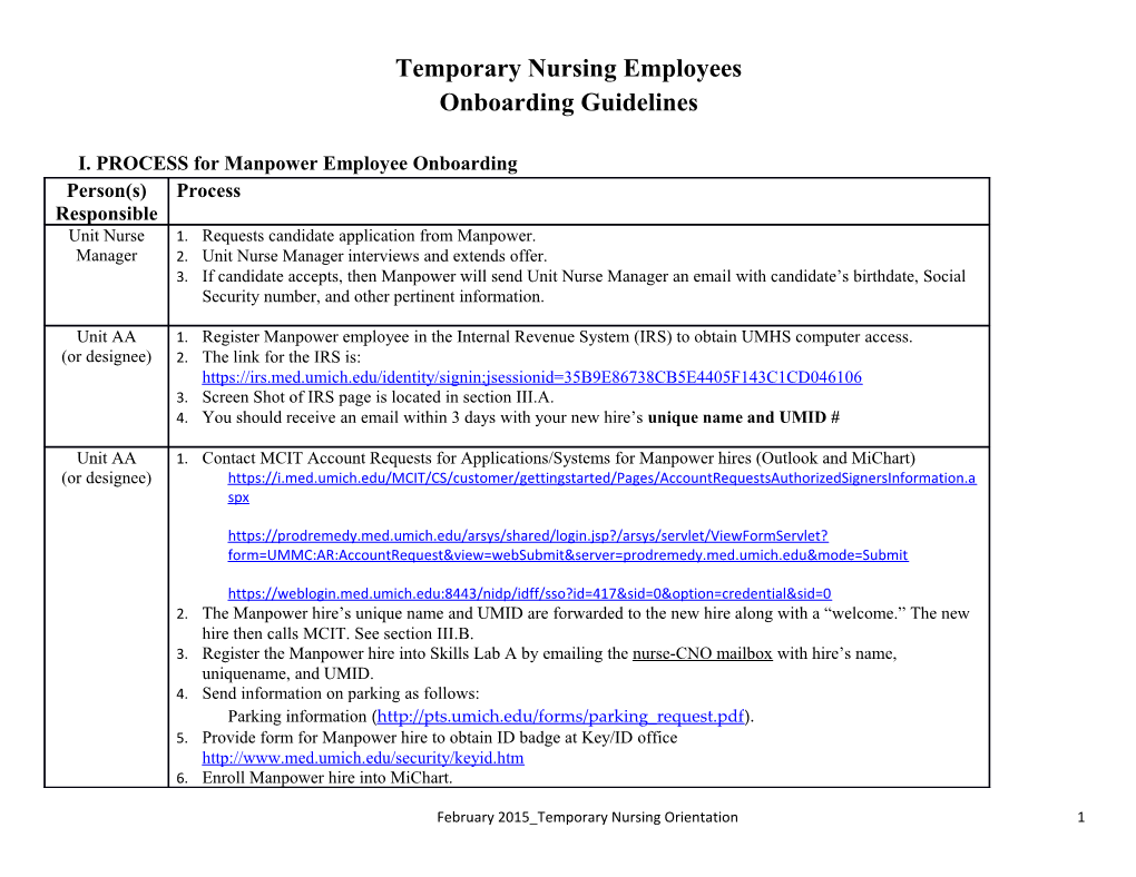 I. PROCESS for Manpower Employee Onboarding