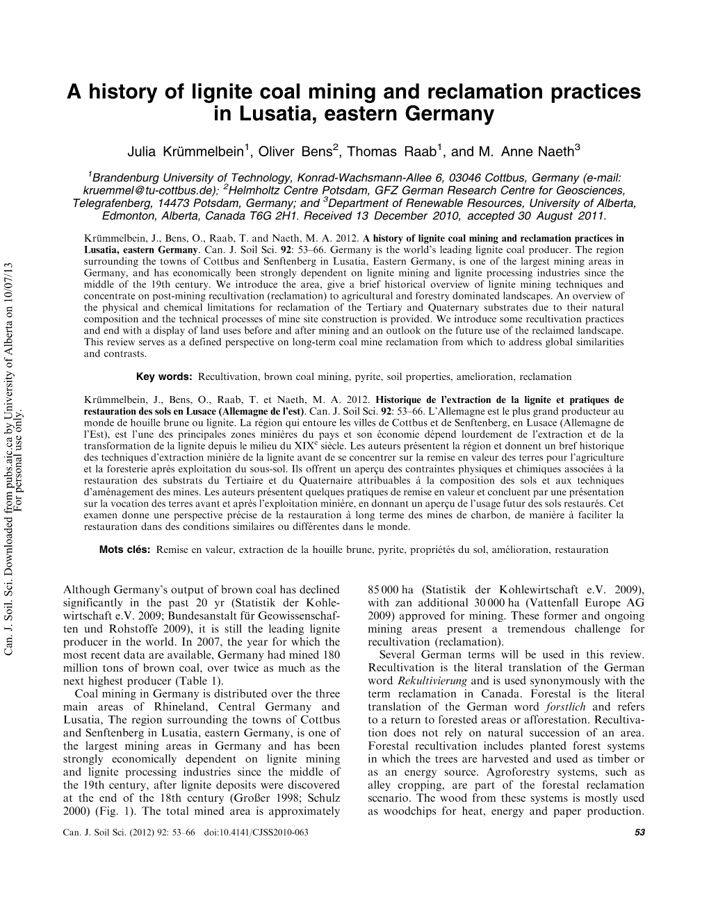 A History of Lignite Coal Mining and Reclamation Practices in Lusatia, Eastern Germany