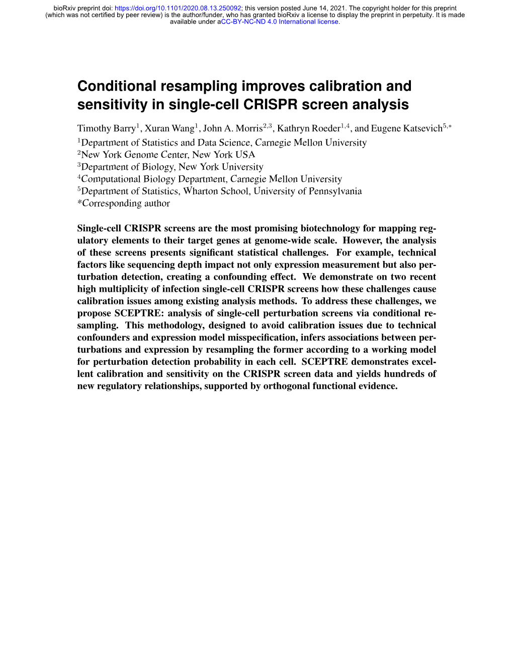 Conditional Resampling Improves Calibration and Sensitivity in Single-Cell CRISPR Screen Analysis