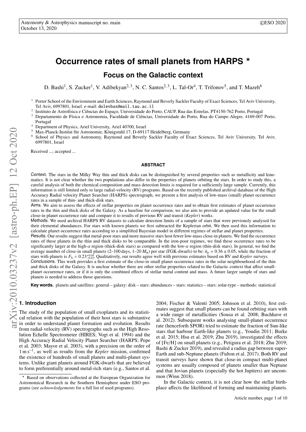 Occurrence Rates of Small Planets from HARPS ? Focus on the Galactic Context