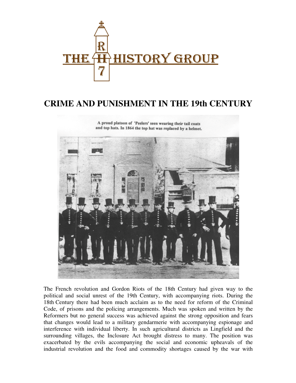 CRIME and PUNISHMENT in the 19Th CENTURY