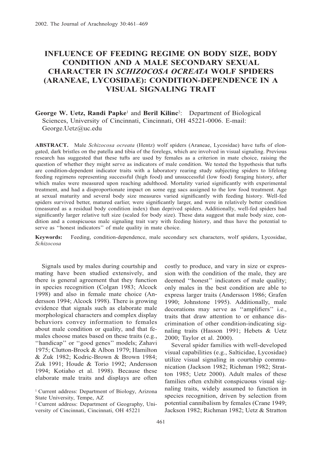 Influence of Feeding Regime on Body Size, Body